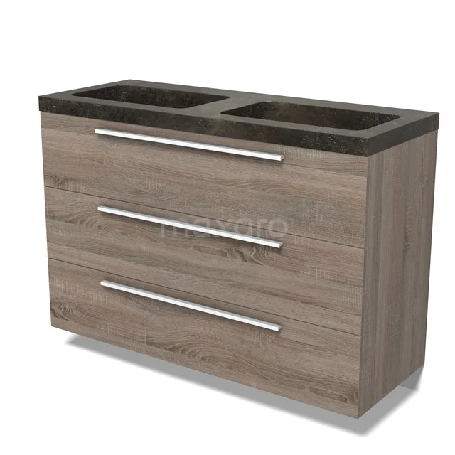 Modulo Vanity units with basin | 120 cm Oak Flat front Natural stone 3 drawers BMW19-02837