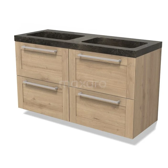 Modulo Bathroom furniture with sink | 120 cm Light brown oak Bordered front Natural stone 4 drawers BMW18-01164