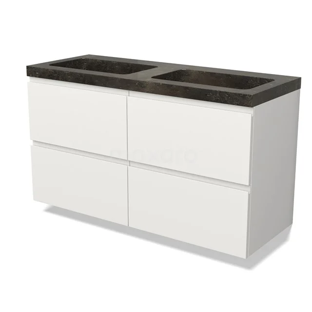 Modulo Vanity units with basin | 120 cm Matte white Handle-less front Natural stone 4 drawers BMW18-01178