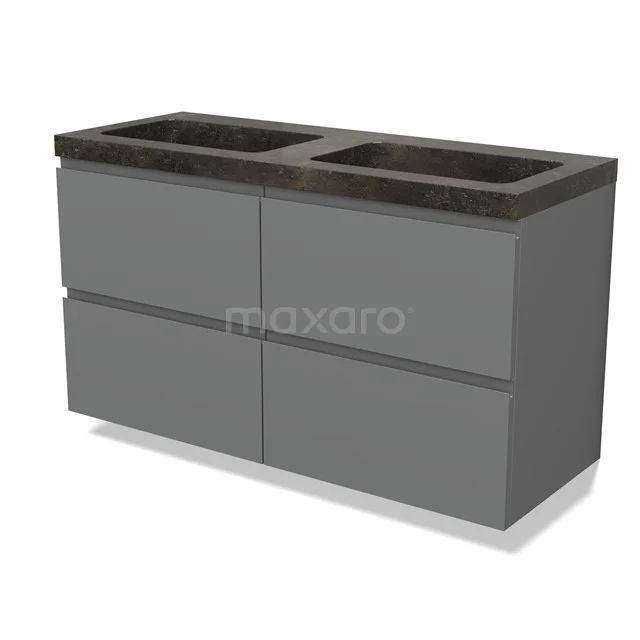 Modulo Vanity units with basin | 120 cm Mid grey Handle-less front Natural stone 4 drawers BMW18-01181