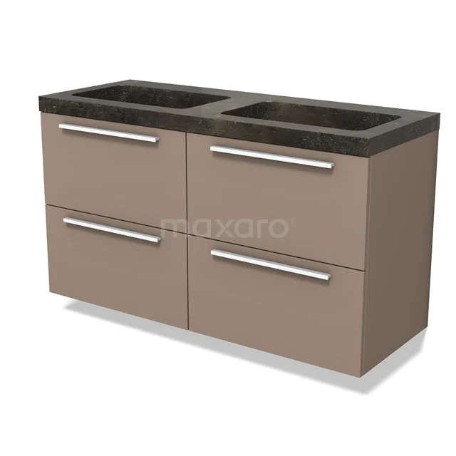 Modulo Vanity units with basin | 120 cm Dark brown oak Handle-less front Natural stone 4 drawers BMW18-01188