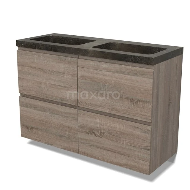 Modulo Vanity units with basin | 120 cm Oak Handle-less front Natural stone 4 high drawers BMW14-00754