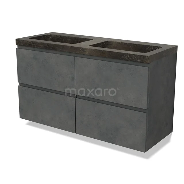 Modulo Bathroom furniture with sink | 120 cm Dark grey concrete Handle-less front Natural stone 4 drawers BMW18-01196