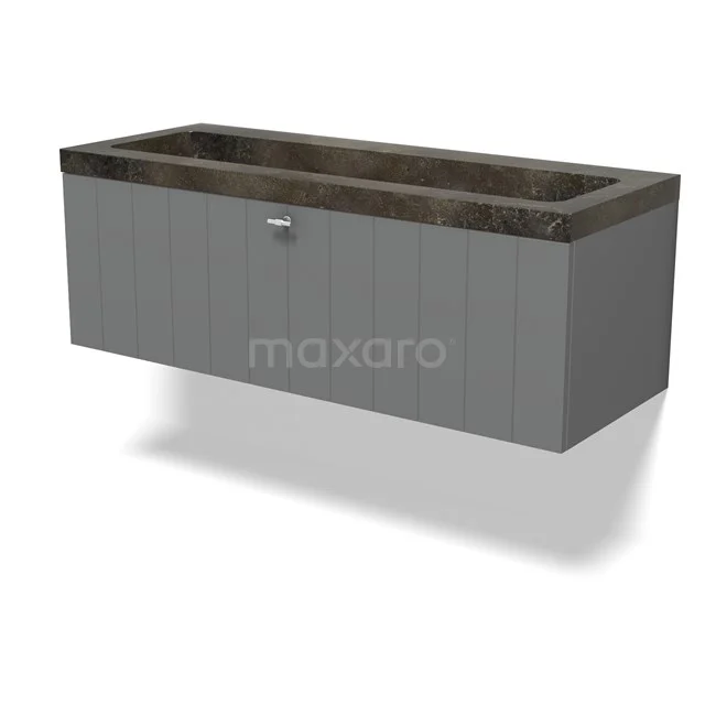 Modulo Vanity units with basin | 120 cm Mid grey Slat front Natural stone 1 drawer BMW11-04701 Modulo Vanity units with basin | 120 cm Mid grey Slat front Natural stone 1 drawer BMW11-04701
