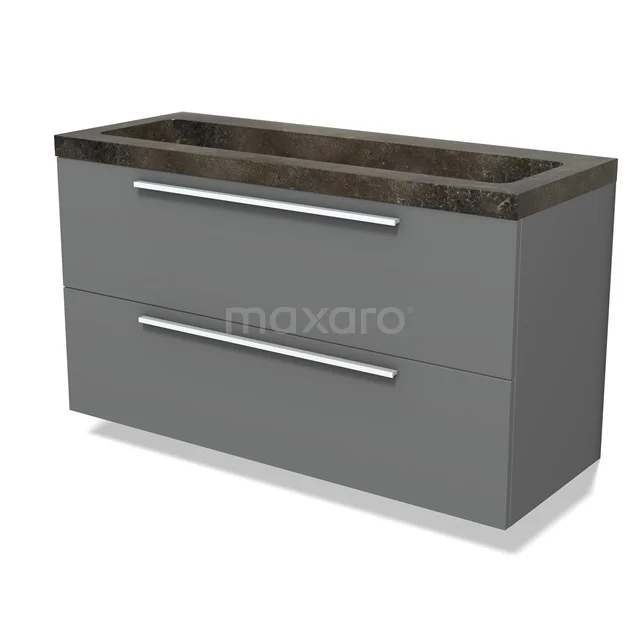 Modulo Vanity units with basin | 120 cm Mid grey Flat front Natural stone 2 Stacked drawers BMW17-04888