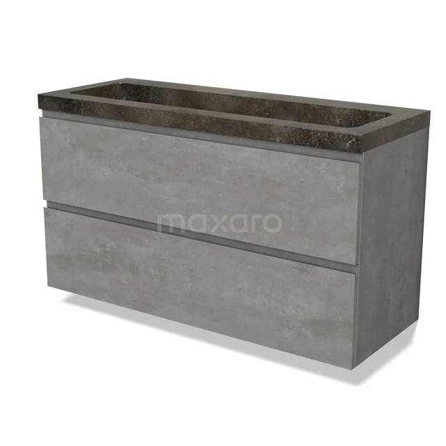 Modulo Vanity units with basin | 120 cm Light grey concrete Handle-less front Natural stone 2 Stacked drawers BMW17-04906