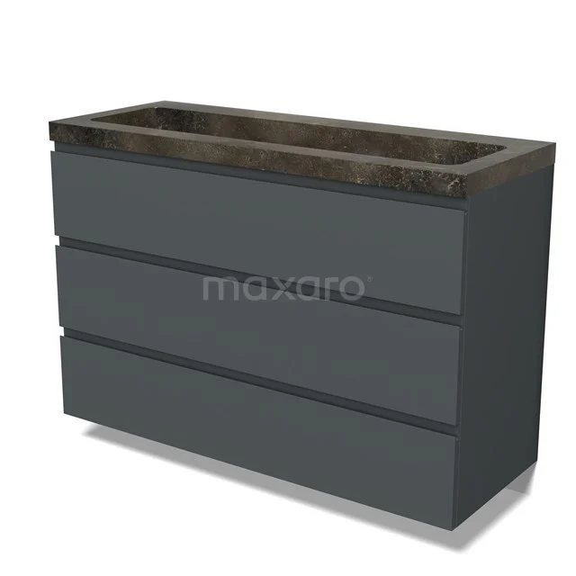Modulo Vanity units with basin | 120 cm Dark grey Handle-less front Natural stone 3 drawers BMW19-02794