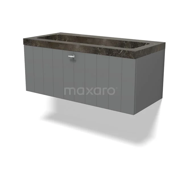 Modulo Vanity units with basin | 100 cm Mid grey Slat front Natural stone 1 drawer BMW11-04658