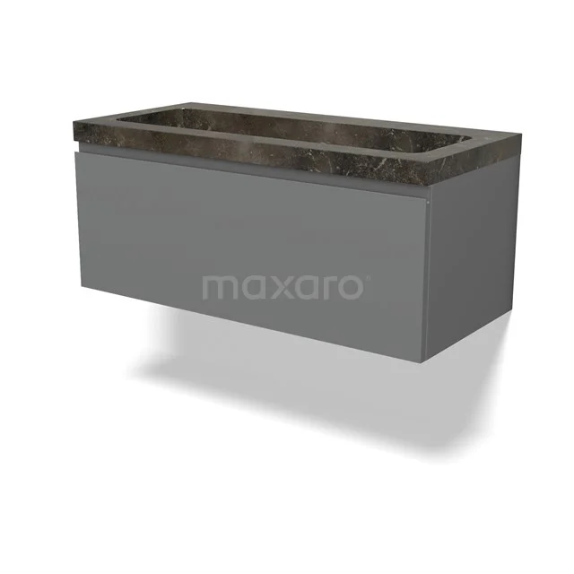 Modulo Vanity units with basin | 100 cm Mid grey Handle-less front Natural stone 1 drawer BMW11-04659