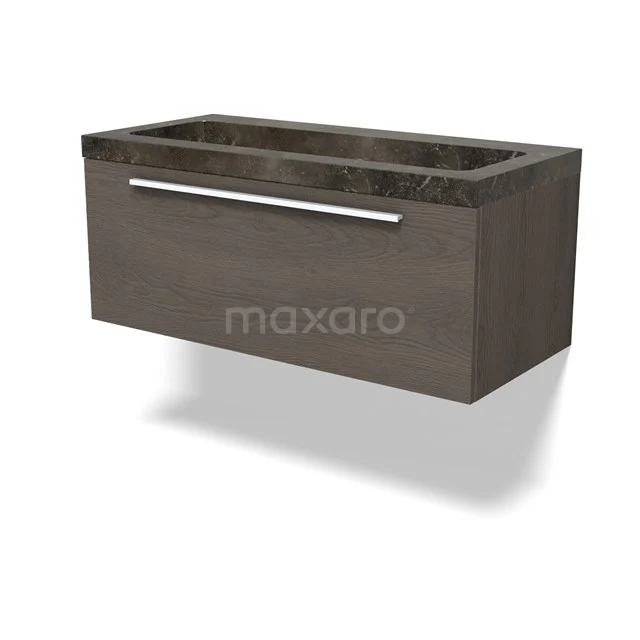 Modulo Waschtische | 100 cm Dunkelbraune Eiche Flach front Naturstein 1 Schublade BMW11-04676 Modulo Waschtische | 100 cm Dunkelbraune Eiche Flach front Naturstein 1 Schublade BMW11-04676