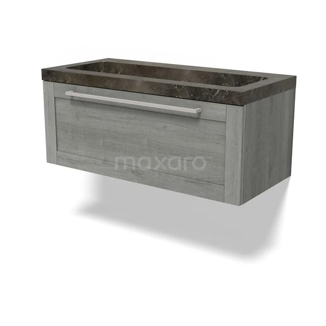 Modulo Vanity units with basin | 100 cm Grey oak Frame front Natural stone 1 drawer BMW11-04679