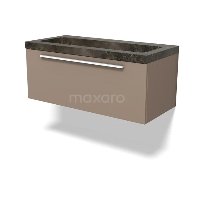 Modulo Bathroom furniture with sink | 100 cm Taupe Flat front Natural stone 1 drawer BMW11-04685