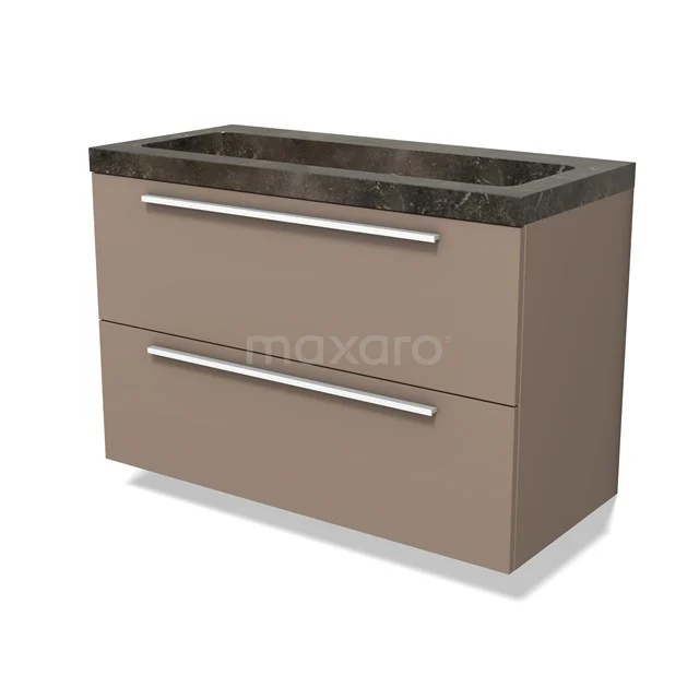 Modulo Bathroom furniture with sink | 100 cm Taupe Flat front Natural stone 2 Stacked drawers BMW17-04856