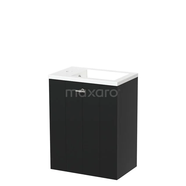 Modulo Pico Toiletmeubel met wastafel | 40 cm Mat zwart Lamel front Mineraalmarmer TMW10-00315