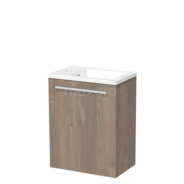 Modulo Pico WC-Möbel mit Waschbecken | 40 cm mittelbraune Eiche glatte Front Mineralguss TMW10-00326