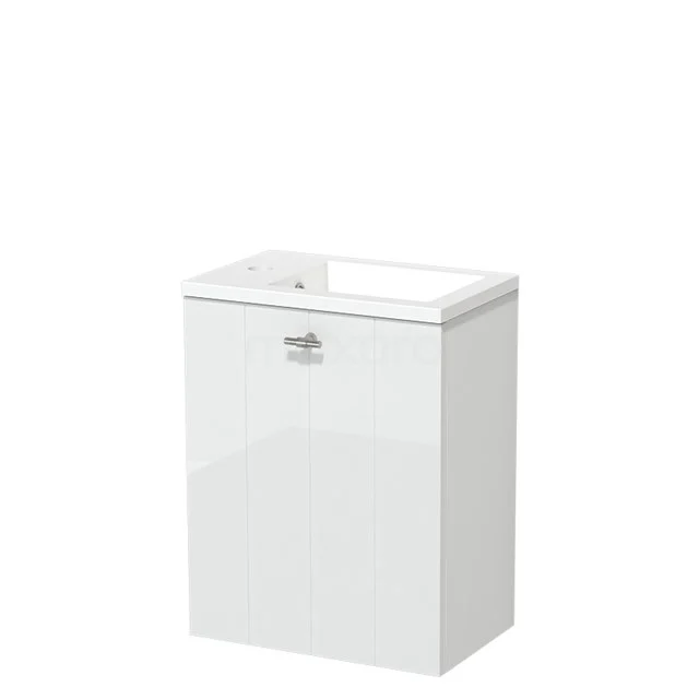 Modulo Pico WC-Möbel mit Waschbecken | 40 cm Hochglanz Weiß Lamellenfront Mineralguss TMW10-00334