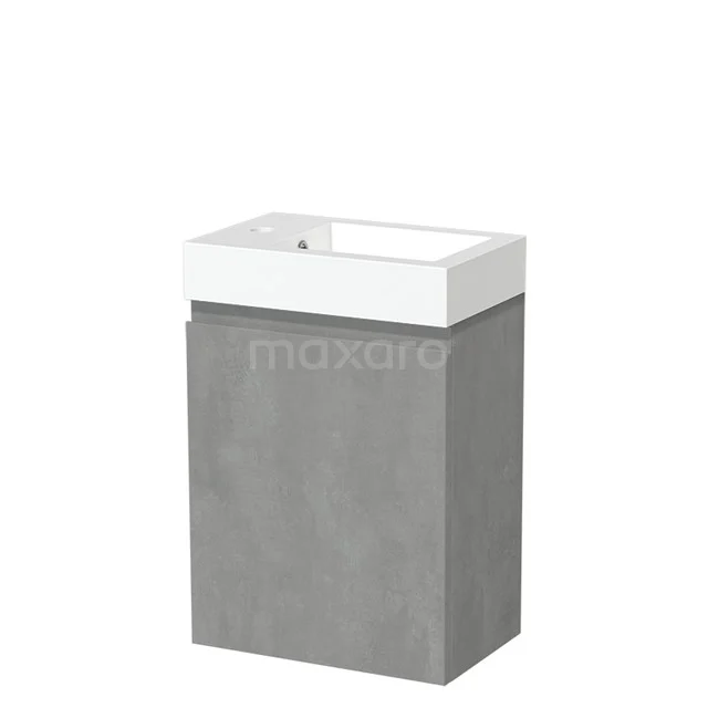 Modulo Pico Toiletmeubel met wastafel | 40 cm Lichtgrijs beton Greeploos front Mineraalmarmer TMW10-00550