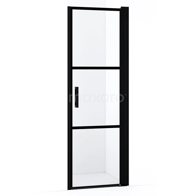 Diamond Duschtür | 60 cm Matt Schwarz Klar mit 4 schwarzen Streifen Drehtür DDA106128RMBN