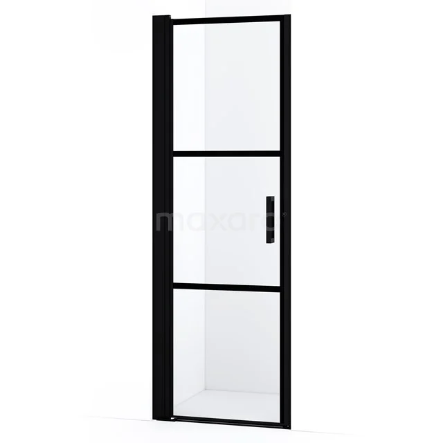 Diamond Shower door | 60 cm Matte black Clear with 4 black stripes Pivot door DDA106128LMBN