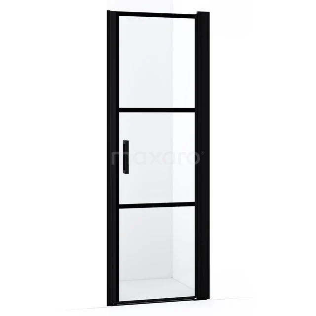 Diamond Shower door | 65 cm Matte black Clear with 4 black stripes Pivot door DDA106228RMBN