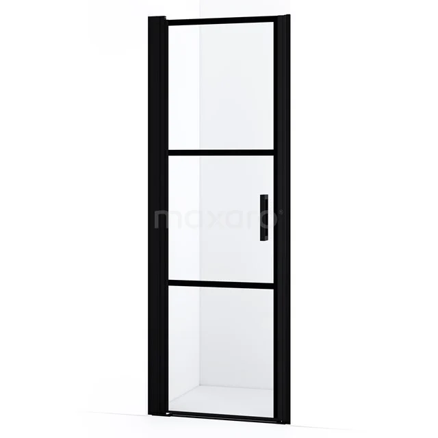 Diamond Shower door | 65 cm Matte black Clear with 4 black stripes Pivot door DDA106228LMBN