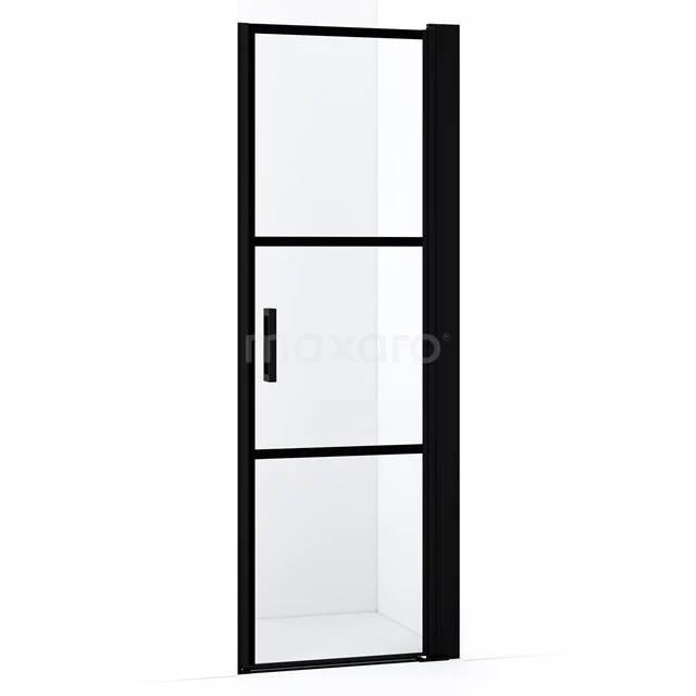 Diamond Duschtür | 65 cm Matt Schwarz Klar mit 4 schwarzen Streifen Drehtür DDA106138RMBN