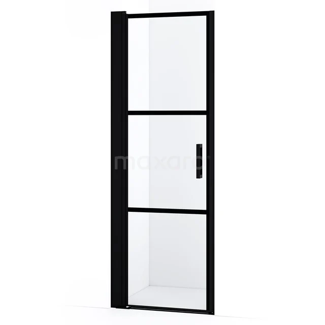 Diamond Shower door | 65 cm Matte black Clear with 4 black stripes Pivot door DDA106138LMBN