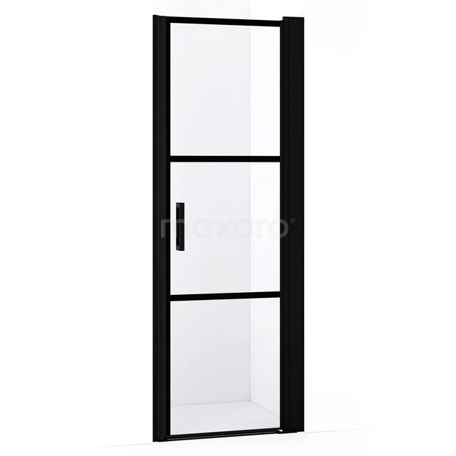 Diamond Shower door | 70 cm Matte black Clear with 4 black stripes Pivot door DDA106238RMBN