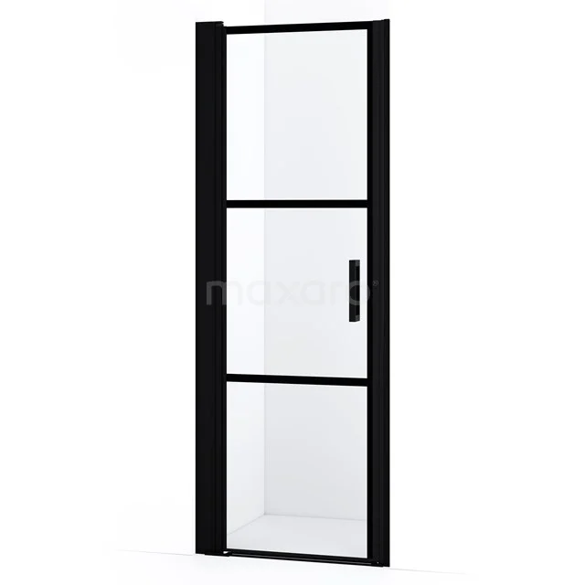 Diamond Duschtür | 70 cm Matt Schwarz Klar mit 4 schwarzen Streifen Drehtür DDA106238LMBN