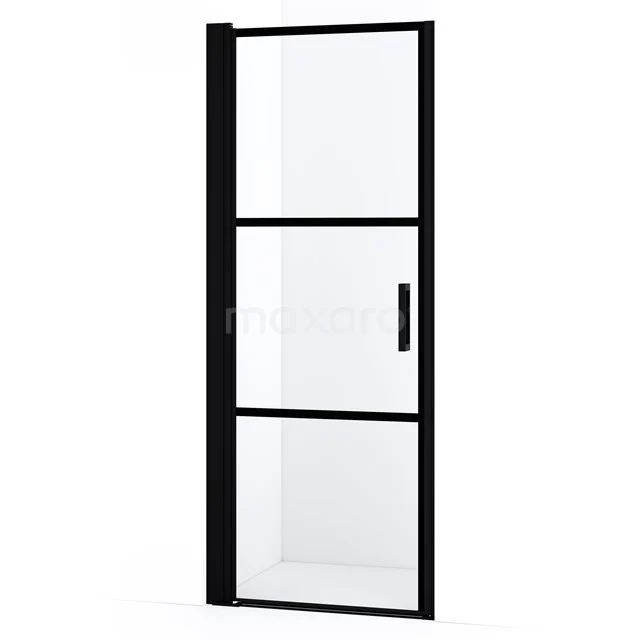 Diamond Shower door | 80 cm Matte black Clear with 4 black stripes Pivot door DDA108128LMBN