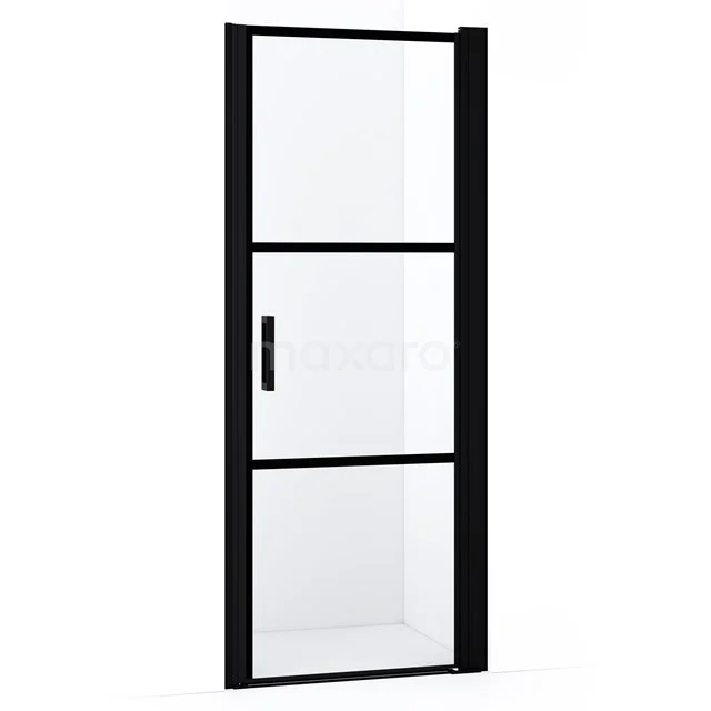 Diamond Shower door | 75 cm Matte black Clear with 4 black stripes Pivot door DDA107228RMBN