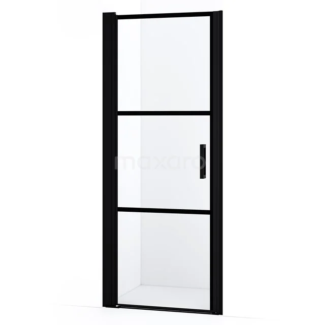 Diamond Shower door | 85 cm Matte black Clear with 4 black stripes Pivot door DDA108228LMBN