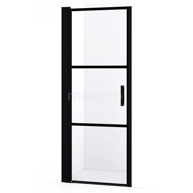 Diamond Shower door | 85 cm Matte black Clear with 4 black stripes Pivot door DDA108138LMBN
