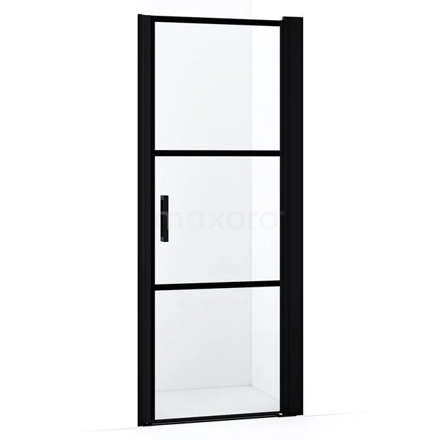 Diamond Duschtür | 80 cm Matt Schwarz Klar mit 4 schwarzen Streifen Drehtür DDA107238RMBN