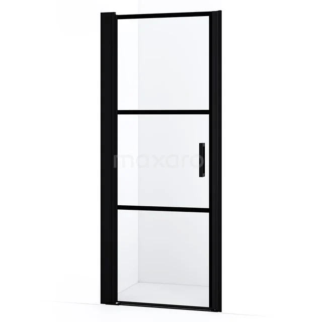 Diamond Shower door | 90 cm Matte black Clear with 4 black stripes Pivot door DDA108238LMBN