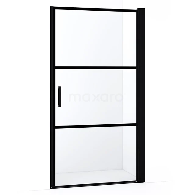 Diamond Shower door | 90 cm Matte black Clear with 4 black stripes Pivot door DDA109128RMBN
