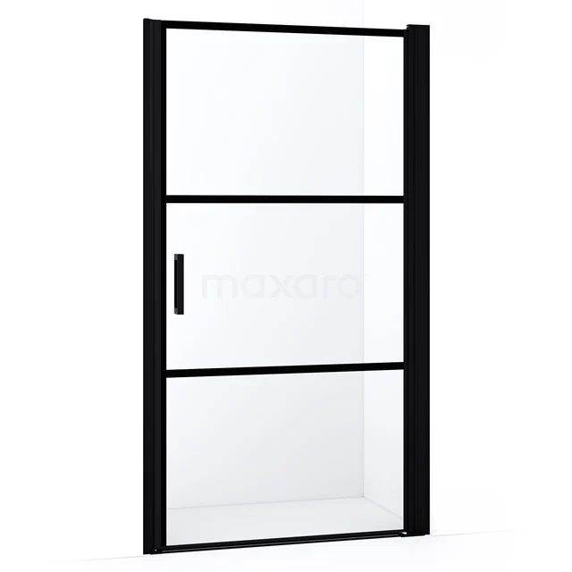 Diamond Shower door | 105 cm Matte black Clear with 4 black stripes Pivot door DDA110228RMBN