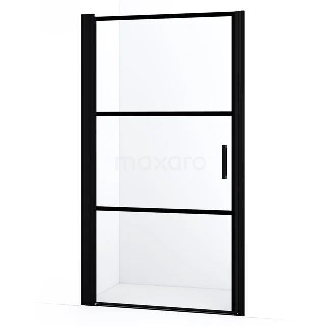 Diamond Shower door | 95 cm Matte black Clear with 4 black stripes Pivot door DDA109228LMBN