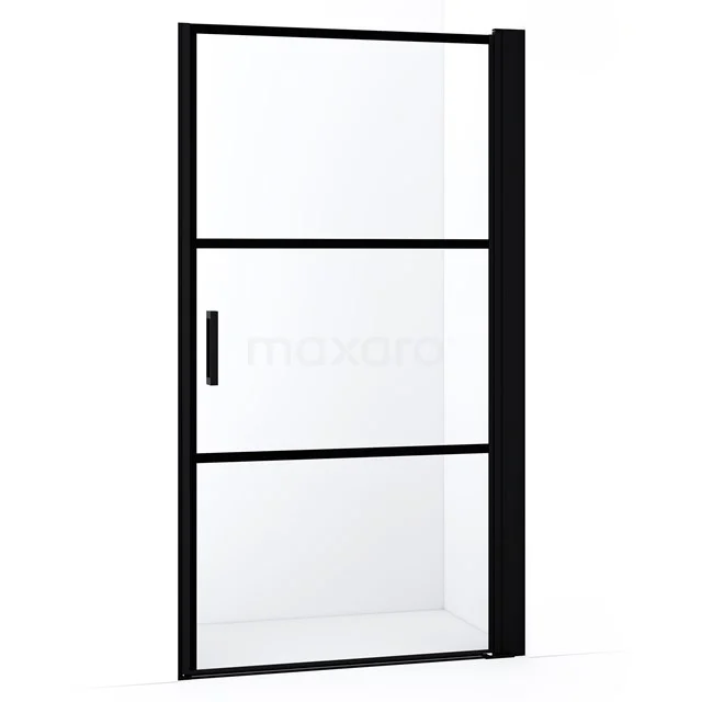 Diamond Shower door | 105 cm Matte black Clear with 4 black stripes Pivot door DDA110138RMBN