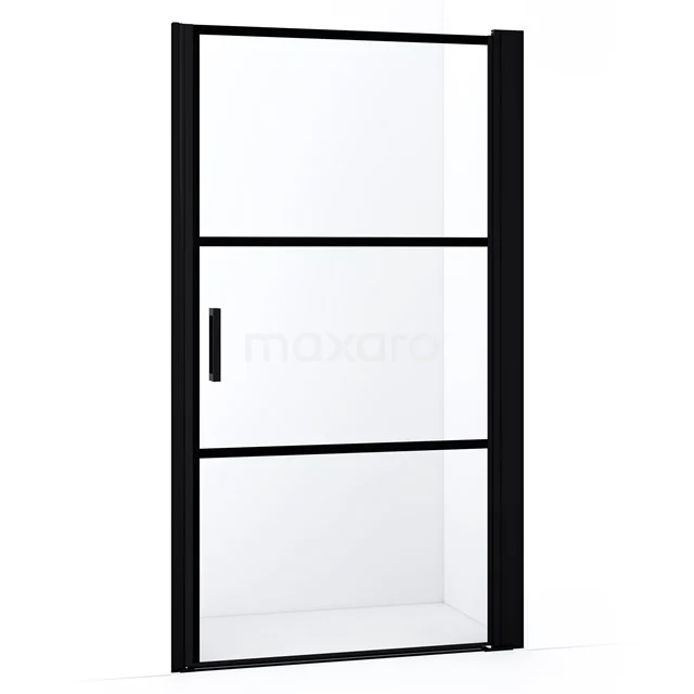 Diamond Shower door | 110 cm Matte black Clear with 4 black stripes Pivot door DDA110238RMBN