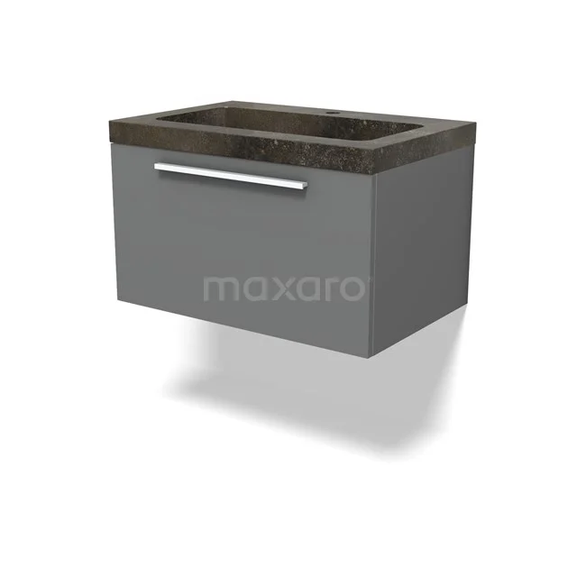 Modulo Bathroom furniture with sink | 70 cm Mid grey Flat front Natural stone 1 drawer BMW11-04617