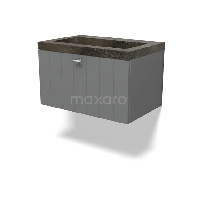 Modulo Vanity units with basin | 70 cm Mid grey Slat front Natural stone 1 drawer BMW11-04618