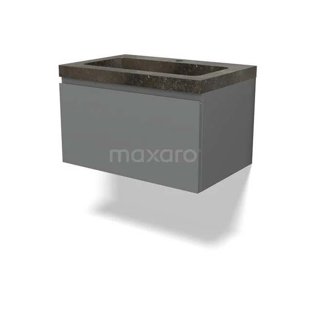 Modulo Vanity units with basin | 70 cm Mid grey Handle-less front Natural stone 1 drawer BMW11-04619
