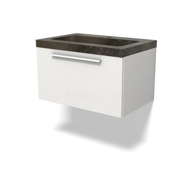 Modulo Vanity units with basin | 70 cm Matte white Flat front Natural stone 1 drawer BMW11-04623