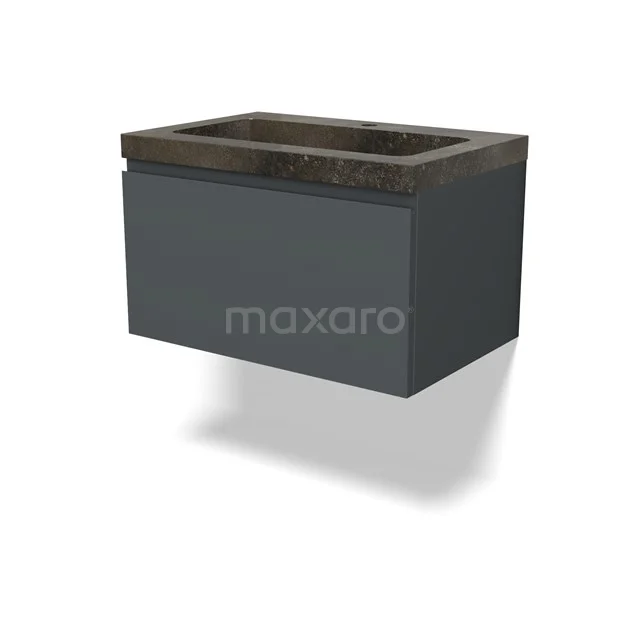 Modulo Vanity units with basin | 70 cm Dark grey Handle-less front Natural stone 1 drawer BMW11-04628