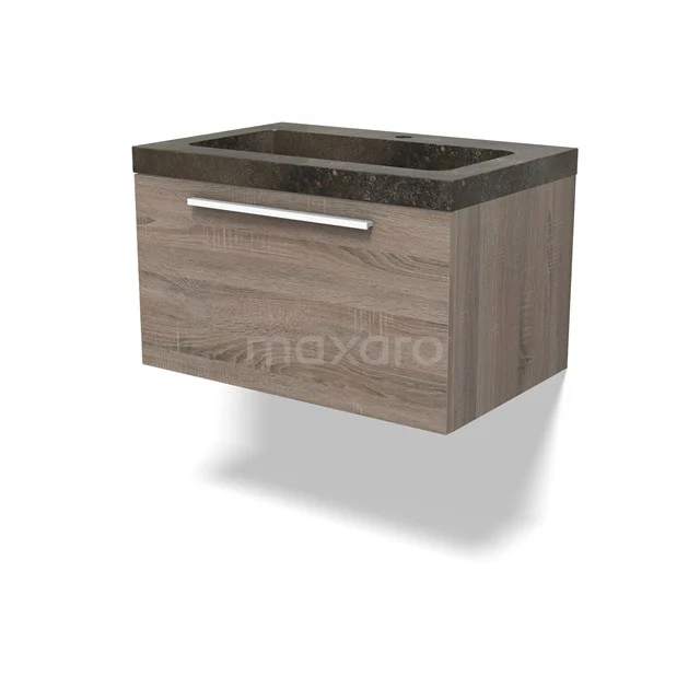 Modulo Vanity units with basin | 70 cm Oak Flat front Natural stone 1 drawer BMW11-04631