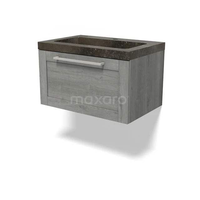 Modulo Bathroom furniture with sink | 70 cm Grey oak Bordered front Natural stone 1 drawer BMW11-04642