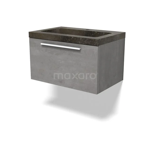 Modulo Vanity units with basin | 70 cm Light grey concrete Flat front Natural stone 1 drawer BMW11-04643