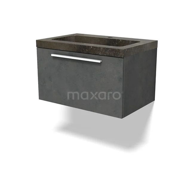 Modulo Vanity units with basin | 70 cm Dark grey concrete Flat front Natural stone 1 drawer BMW11-04644