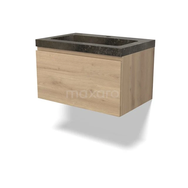 Modulo Vanity units with basin | 70 cm Light brown oak Handle-less front Natural stone 1 drawer BMW11-04645